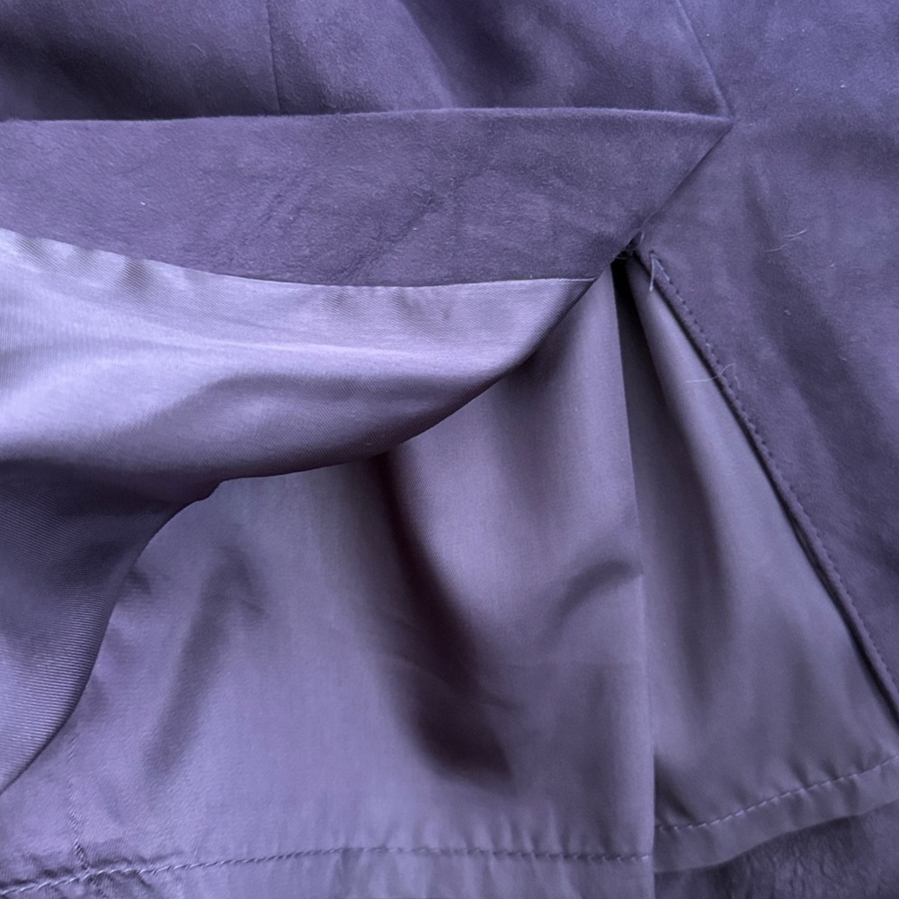 Vintage Saks Fifth Avenue Suede Leather Deep Purple Midi Skirt - Picture 4 of 12